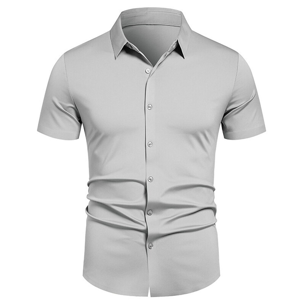 Herren Kleidhemd Knopfhemd Einfach Hochzeit Party Schwarz Weiß Rote Blau Kurze Ärmel Revers Frühling Herbst Bekleidung Lightinthebox