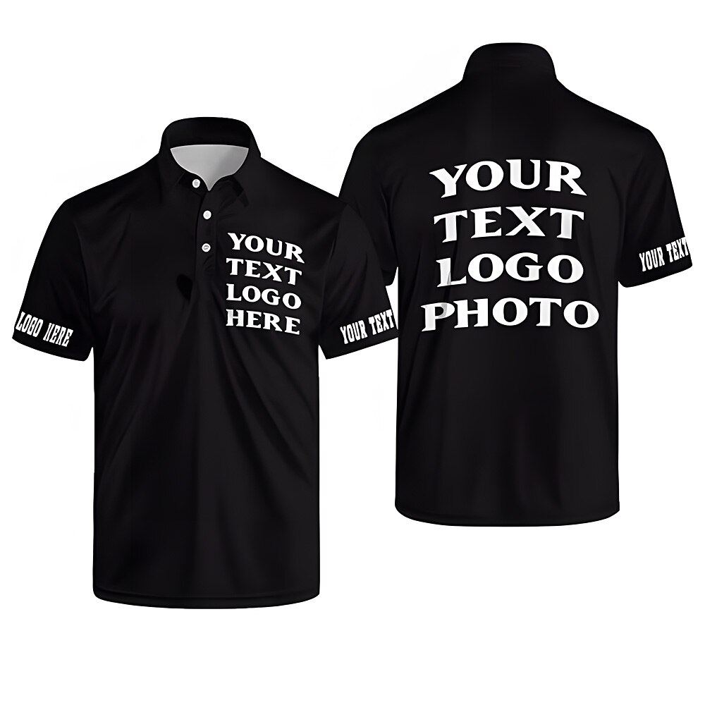 Herren Buchstabe Polo Kurzarm Polo-Shirts Hemden mit Kragen Lässig Schule Outdoor Alltagskleidung Hauskleidung 3D-Druck Schwarz Lightinthebox