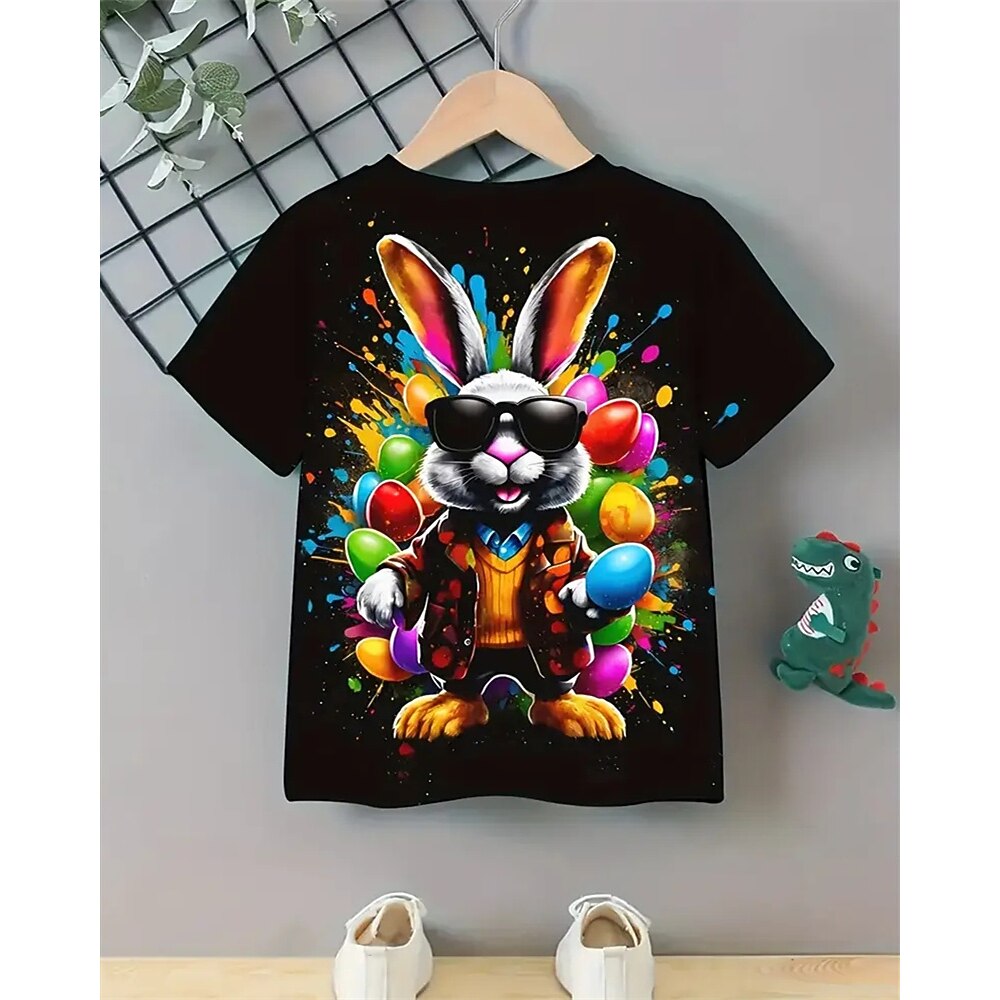 Ostern Jungen 3D Kaninchen T-Shirt Kurzarm Sommer Frühling Mode Basic Kinder 4-12 Jahre Rundhalsausschnitt Outdoor Lässig Täglich Normale Passform Lightinthebox