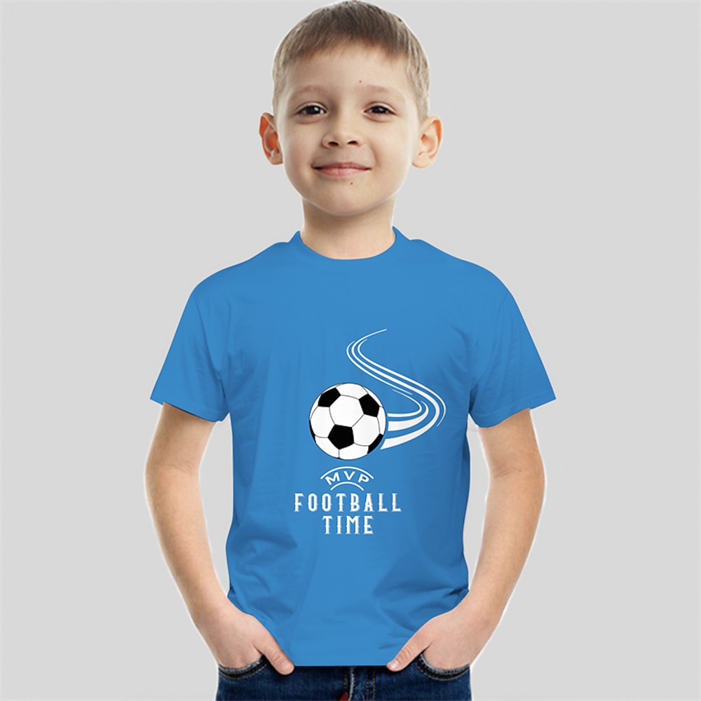 Jungen 3D Graphic Fußball T-Shirt Kurzarm Sommer Frühling Modisch Basic kinderkleidung 4-12 Jahre Rundhalsausschnitt Outdoor Casual Täglich Regular Fit Lightinthebox