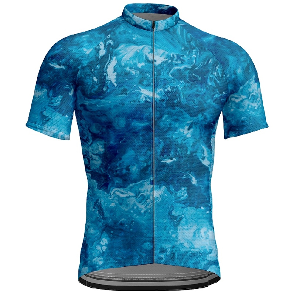 Herren Radtrikot Kurzarm Fahhrad T-Shirt Trikot mit 3 Gesäßtaschen Mountainbike MTB Atmungsaktiv Schnelltrocknend Anatomisches Design Feuchtigkeitsableitend Schwarz Blau Grün Farbverlauf Tarnung Sport Lightinthebox