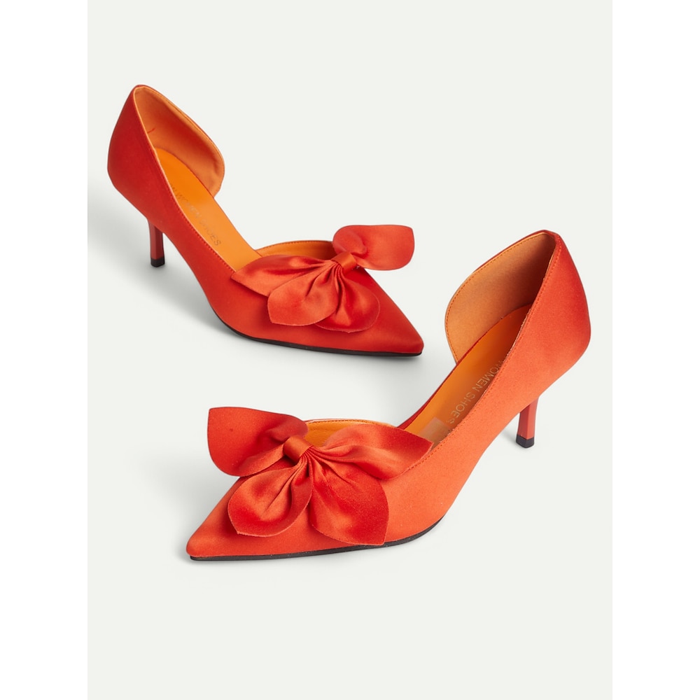 Elegante rote Pumps mit spitzer Spitze und Satinschleife für Damen - klassische Stiletto-Pumps für Hochzeiten, Partys und formelle Anlässe Lightinthebox