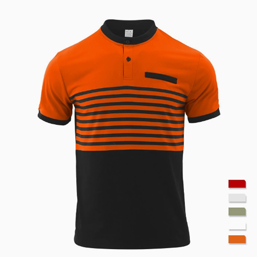 Herren Golfhemd Golf Poloshirts Arbeit Casual Ständer Kurzarm Basic Modern Streifen Knopf Sommer Frühling Regular Fit Weiß Rote Orange Grün Grau Golfhemd Lightinthebox