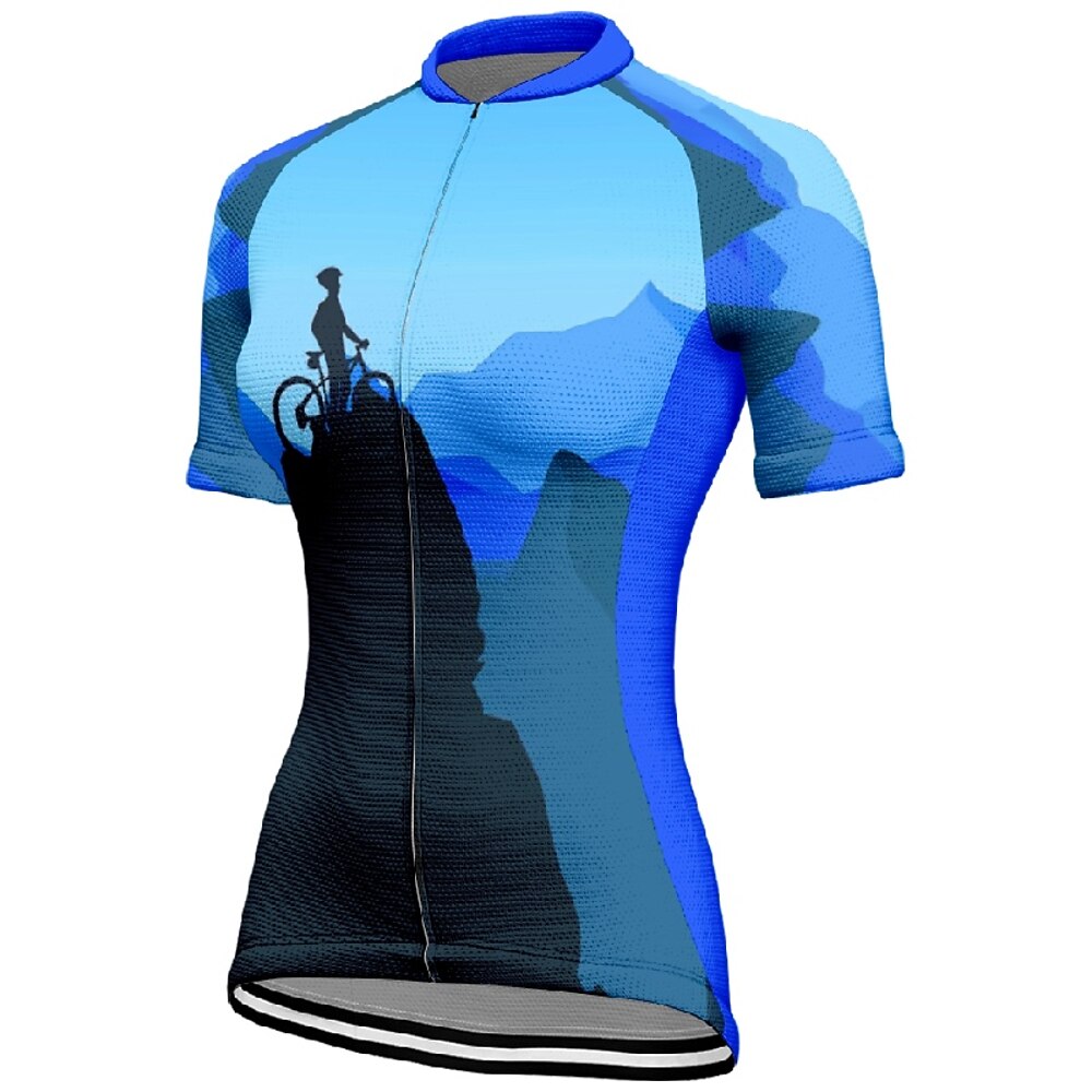 Damen Radtrikot Kurzarm Fahhrad T-Shirt Trikot mit 3 Gesäßtaschen Mountainbike MTB Atmungsaktiv Schnelltrocknend Anatomisches Design Feuchtigkeitsableitend Blau Fuchsie Orange Grafik Sport Bekleidung Lightinthebox