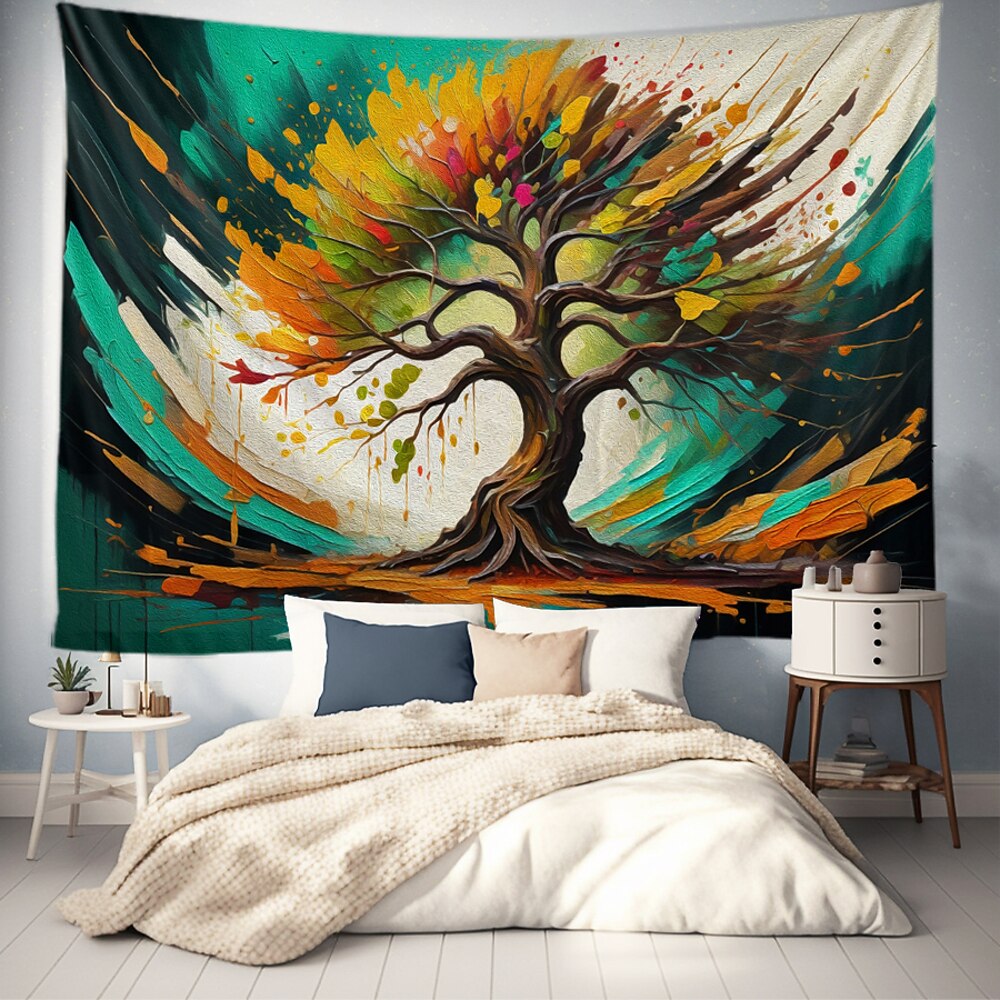 Baum des Lebens hängender Wandteppich Wandkunst große Wandteppichmural Dekor Fotograf Hintergrunddecke Vorhang Haus Schlafzimmer Wohnzimmer Dekoration Lightinthebox