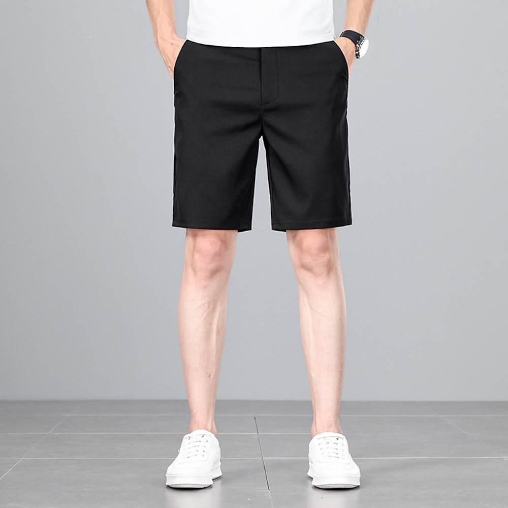 Herren Shorts Schicke Shorts Bermudashorts Freizeitshorts Tasche Gerader Schnitt Einfach Komfort Bügelfrei Knielang Büro Geschäft Täglich Mode Streetwear Schwarz Khaki Lightinthebox