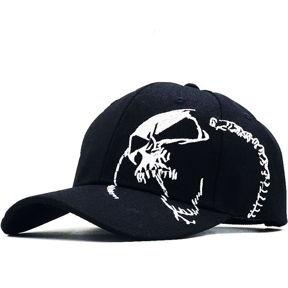 Herren Baseballkappe Sonnenhut Trucker-Kappe Schwarz Dunkelmarine Baumwolle Bestickt Mode Lässig Täglich Coole Totenköpfe Totenkopfe Verstellbar Sonnenschutz Atmungsaktiv Lightinthebox