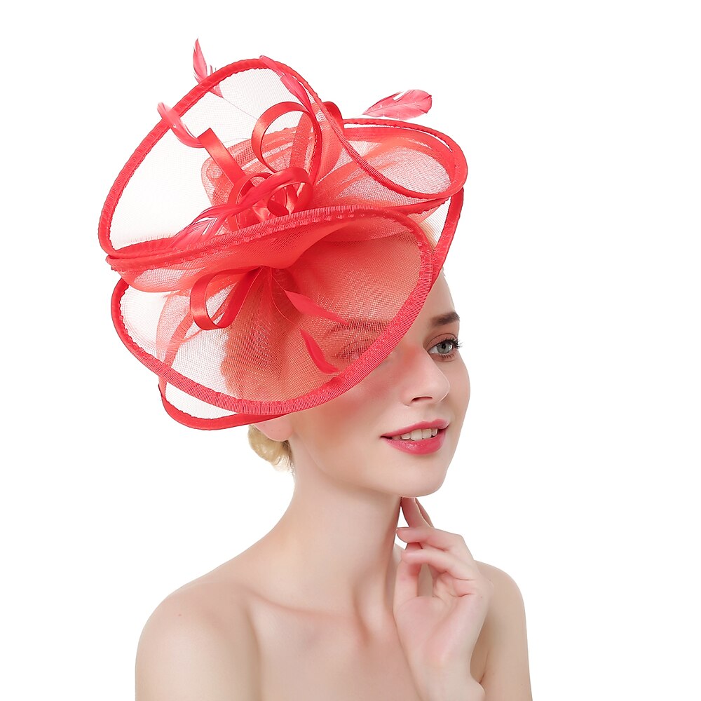 Fascinator Organza Melone / Glockenhut Fedora-Hut Schlapphut Hochzeit Teegesellschaft Kentucky Derby Pferderennen Cocktail Elegant Einfach Luxus Mit Feder Unifarbe Kopfschmuck Kopfbedeckung Lightinthebox