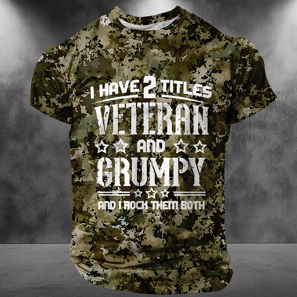 Veteranentag Herren Tarnung T Shirt Kurzarm T-Shirt 3D-Druck Rundhalsausschnitt Hemd Täglich Militär Straße Täglich Blau Grün Grau Sommer Frühling Bekleidung S M L XL XXL XXXL Lightinthebox