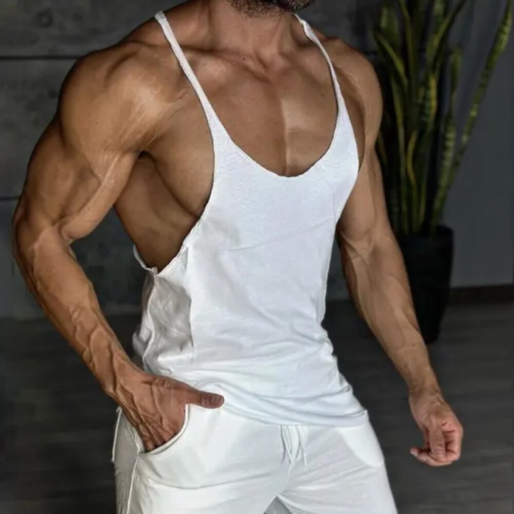 Herren Tank Top Weste Unterhemd Ärmelloses Shirt Ärmellos V Ausschnitt Sommer Einfach Mode Klassisch Bequem Straße Lässig Sport Schwarz Weiß Khaki Top T-Shirt für Herren Lightinthebox