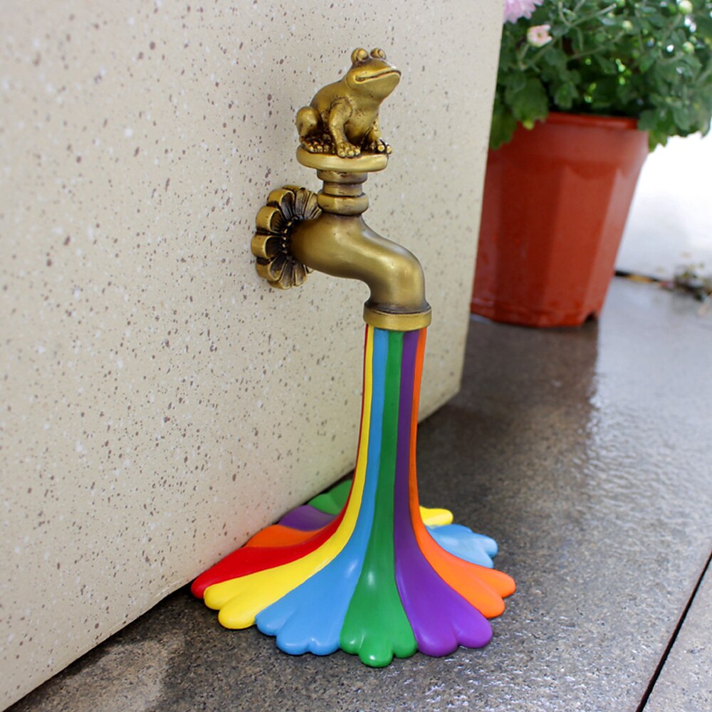Gartenstatue mit Regenbogen-Wasserhahn, Dekoration für Terrasse und Hof, skurrile Wasserhahnstatue aus Harz in Regenbogen-Optik, Gartendeko für Einweihungsfeiern, Geburtstage, Buchstützen für Regale Lightinthebox