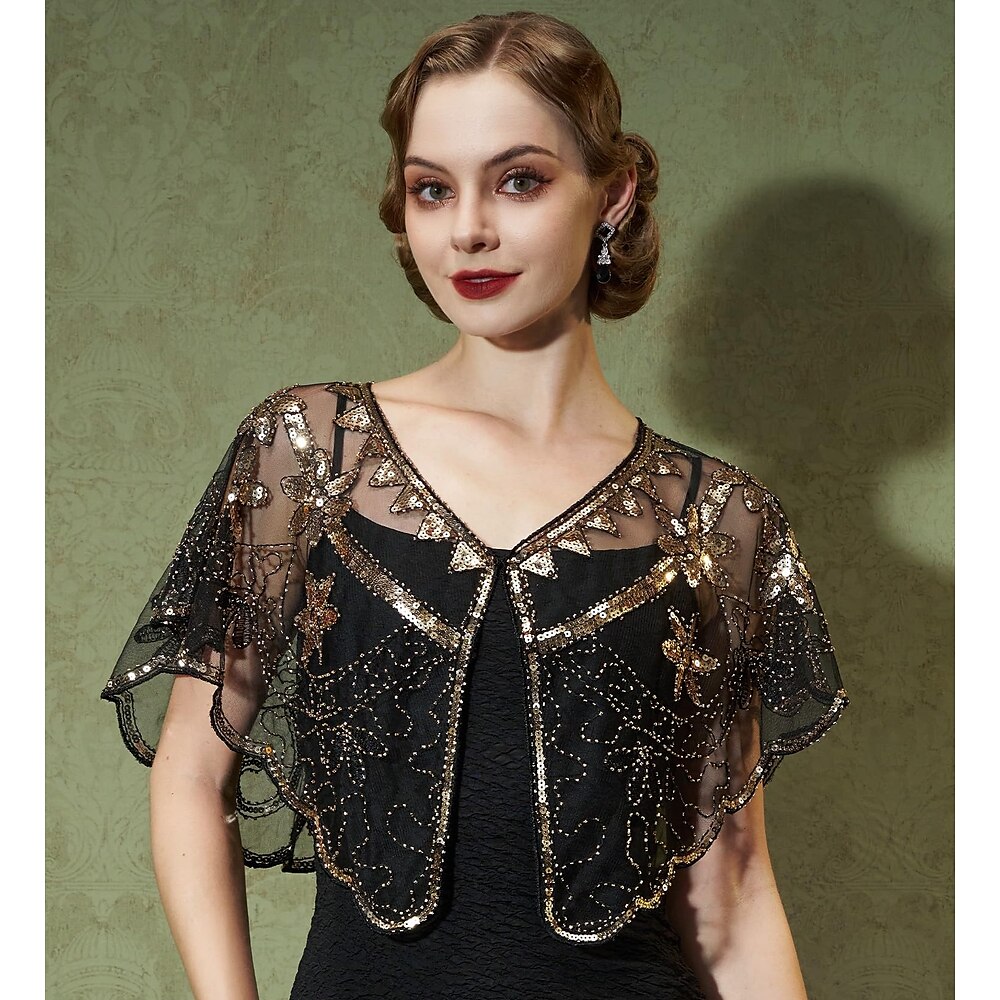 Retro Vintage Goldene Zwanziger 1920er Schal Wickeln Schals Der große Gatsby Flapper-Mädchen Pailletten Damen Hochzeit Abendgesellschaft Maskerade Erwachsene Schal Lightinthebox