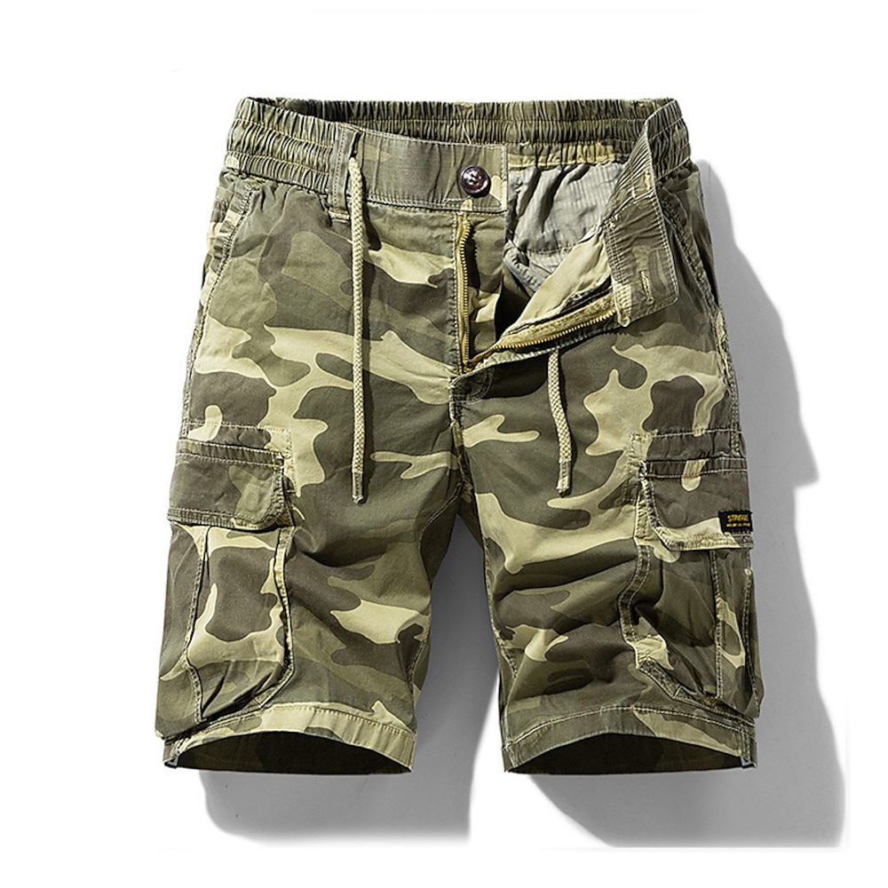 Herren Cargo-Shorts Shorts mit Camouflage-Muster Shorts Sommershorts Kordelzug Elastischer Bund Mehrere Taschen Tarnung Komfort tragbar Knielang Outdoor Sport Täglich Mode Lässig Blau Khaki Lightinthebox