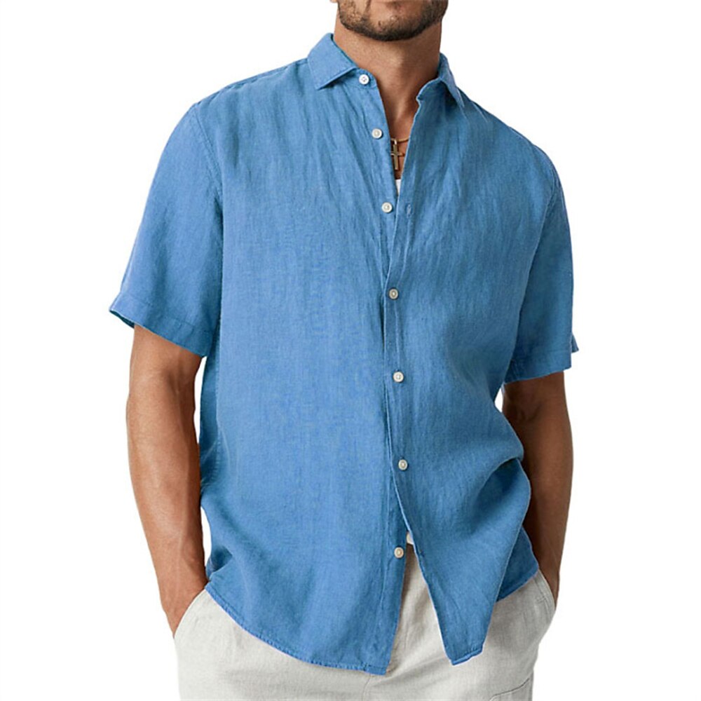 Herren Hemd Sommerhemd Freizeithemd Strandhemd Knopfhemd Schwarz Weiß Blau Orange Grün Kurzarm Einfach Revers Urlaub Hawaiianisch Bekleidung Polyester Mode Lässig Bequem Lightinthebox