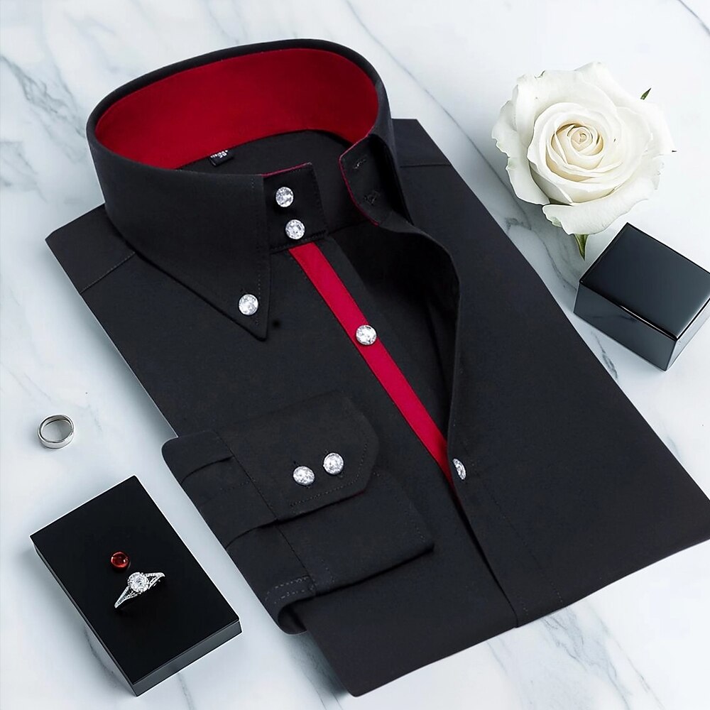 Herren Kleidhemd Bügelfreies Hemd Knitterfrei Einfach Hochzeit Outdoor Schwarz Langarm Spitzkragen Sommer Frühling Bekleidung Lightinthebox