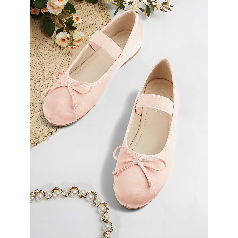 Rosafarbene Mary-Jane-Ballerinas für Damen - weiche Slipper mit runder Spitze und Schleifendetail für Mädchen und lässige Verabredungen im Alltag Lightinthebox