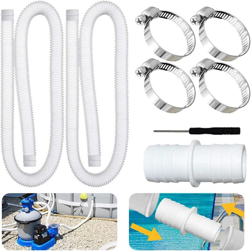 2 Stück Poolschläuche für oberirdische Pools, 1,25 x 59 Zoll, Poolfilterpumpenschläuche, kompatibel mit Intex-Poolfilterpumpe 607 637 Lightinthebox