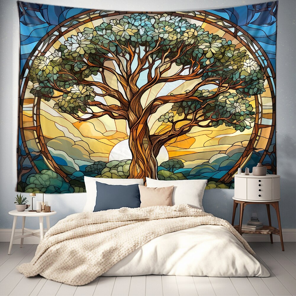 Baum des Lebens hängender Wandteppich Wandkunst große Wandteppich Wandmalerei Dekorfoto Hintergrunddecke Vorhang für Zuhause Schlafzimmer Wohnzimmer Dekoration Lightinthebox