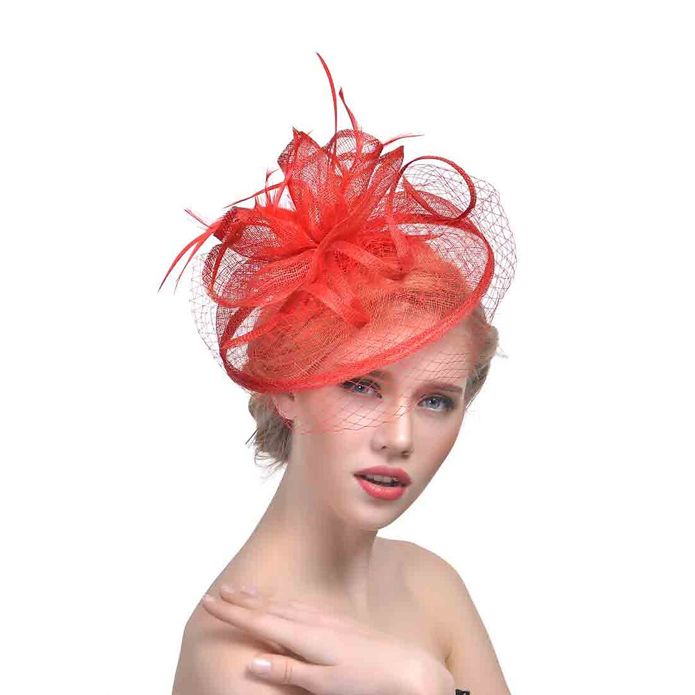 Fascinator Organza Baskenmütze Fedora-Hut Schlapphut Ferien Teegesellschaft Kentucky Derby Pferderennen Damentag Elegant Vintage Einfach Mit Feder Unifarbe Kopfschmuck Kopfbedeckung Lightinthebox