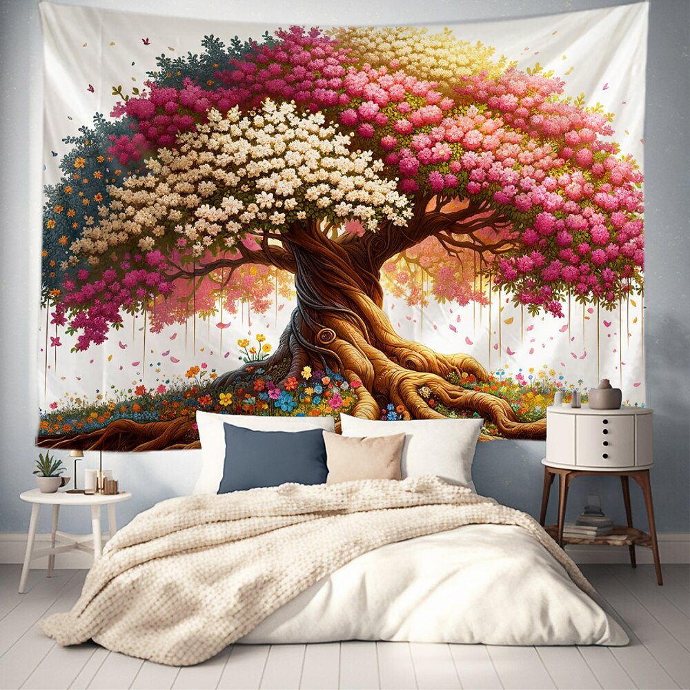 Baum des Lebens Wandteppich große Wandkunst Wandteppich Wanddekoration Fotohintergrund Decke Vorhang Wohnraum Schlafzimmer Einrichtung Lightinthebox