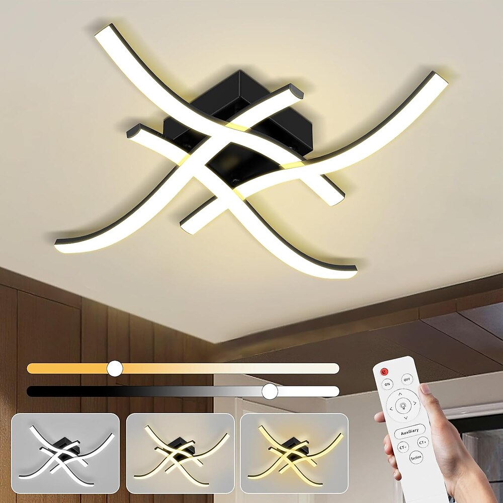 Moderne dimmbare LED-Deckenleuchte, gebogen, 2 Köpfe 15 W, 3 Köpfe 20 W, 4 Köpfe 24 W, minimalistische Einbau-Deckenleuchten, geeignet für Flure, Arbeitszimmer, Schlafzimmer, Arbeitszimmer, Küchen Lightinthebox
