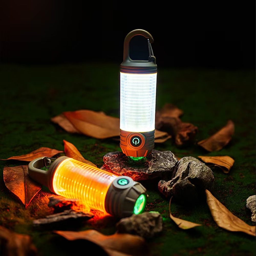 Multifunktionale LED Smart Light Campinglaterne Taschenlampe Typ-C 1PC Rot-weiß warmes Licht Warnlicht Hakenlicht Tastenbetriebene druckfeste sturzsichere tragbare Zeltlampe Lightinthebox