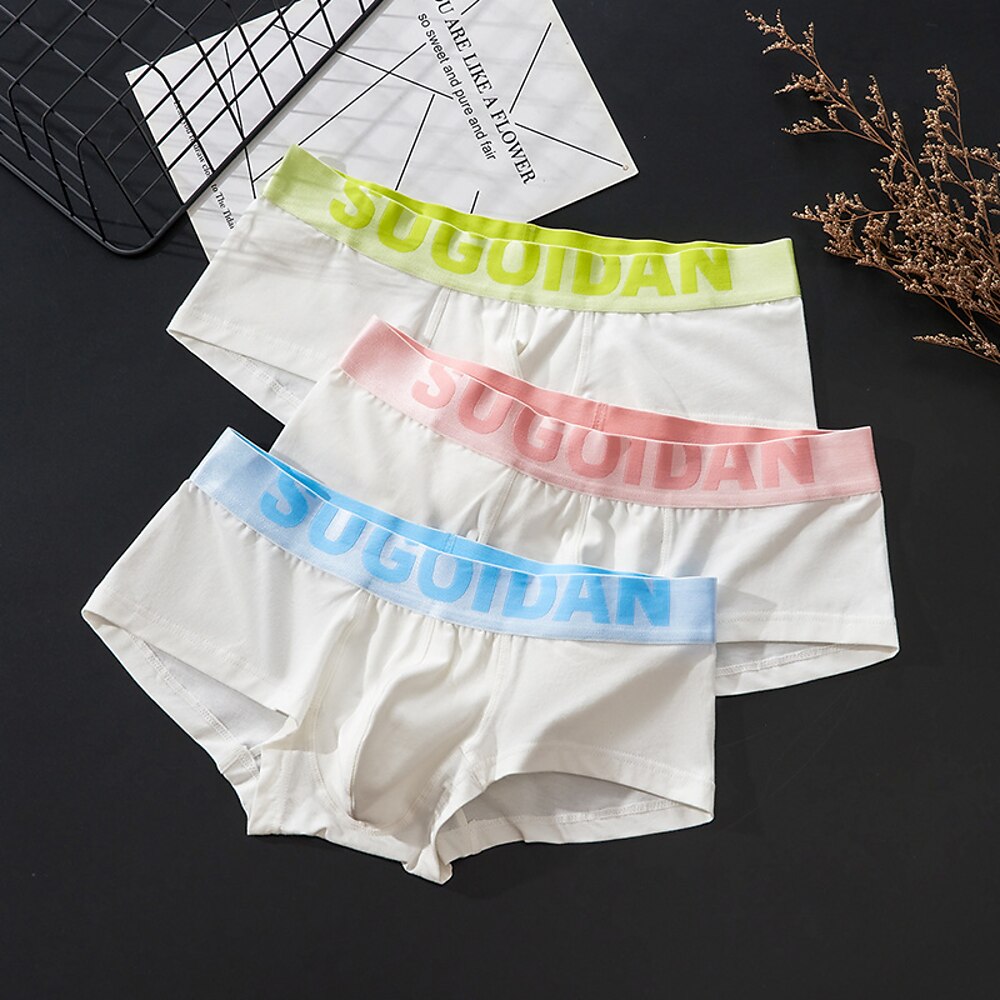 Herren 1 Stück Basic Slips Slip Patchwork Polyester Atmungsaktiv Weich Bequem Farbblock Buchstabe Mittlere Hüfthöhe RosaWeiß Weiß Lightinthebox