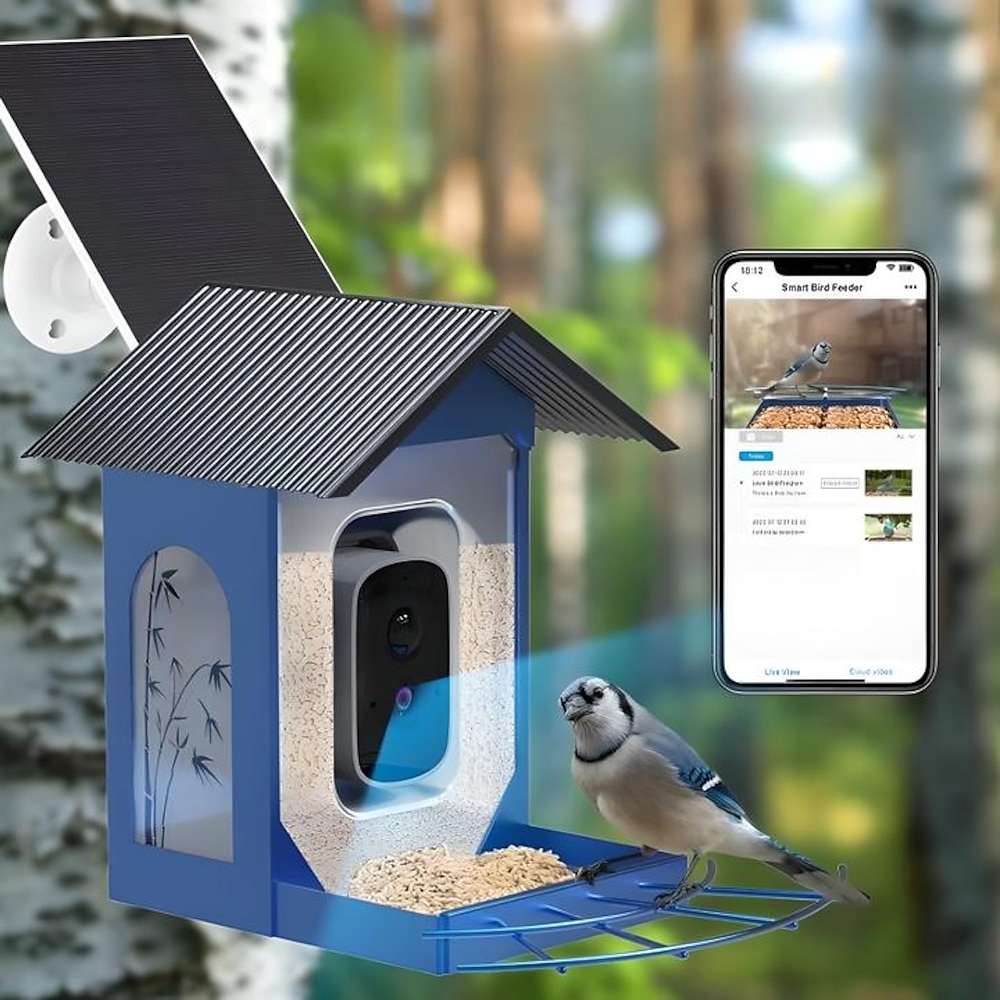 Intelligentes Vogelhäuschen für den Außenbereich, eichhörnchensicheres IP66-Außen-KI-Erkennung für 10.000 Vogelarten, wasserdichtes 5-MP-HD-Vogelhäuschen mit Solarbetrieb und 5000-MP-Kamera Lightinthebox