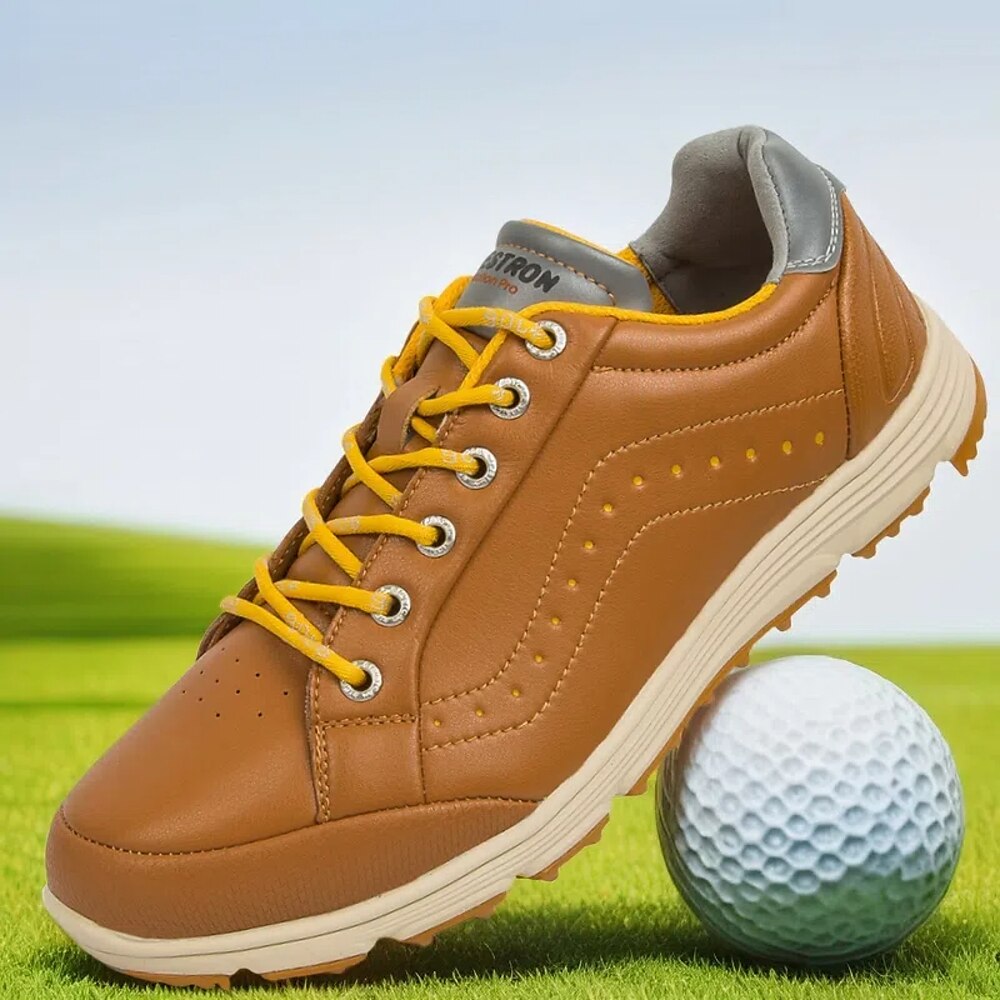 Klassische braune Golfschuhe für Herren, wasserdichtes Lederfinish, luxuriöser Komfort für ganztägiges Spielen Lightinthebox