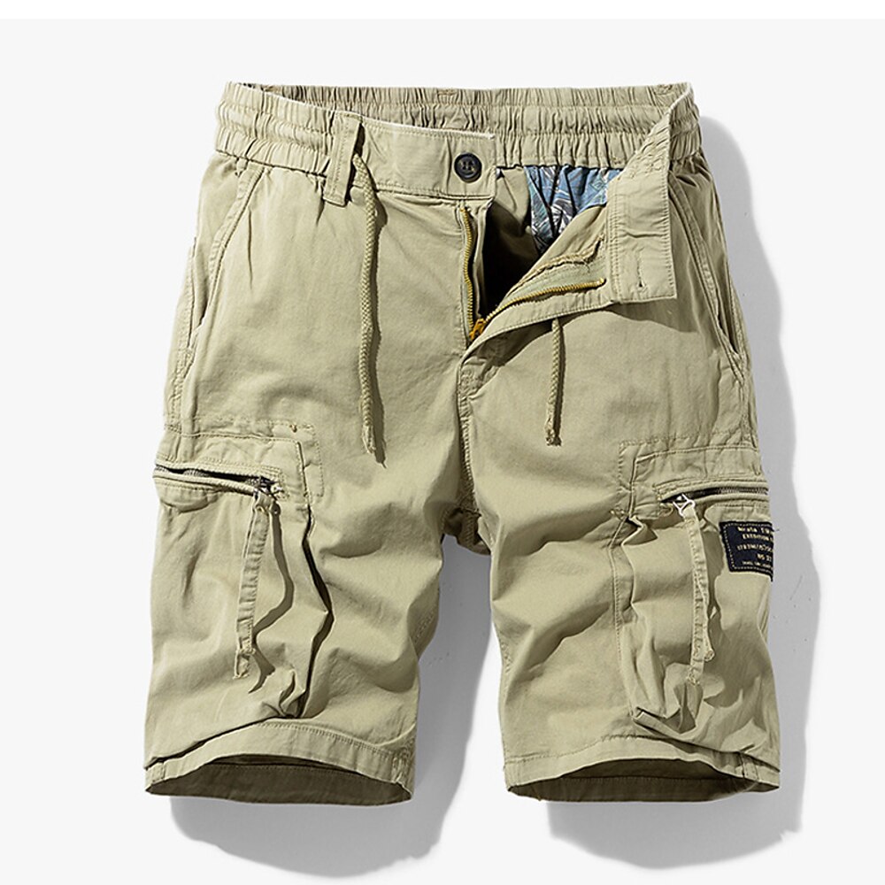 Herren Cargo-Shorts Shorts Sommershorts Kordelzug Elastischer Bund Reißverschlusstasche Einfach Komfort tragbar Knielang Outdoor Sport Täglich Mode Lässig Schwarz Königliches Blau Lightinthebox