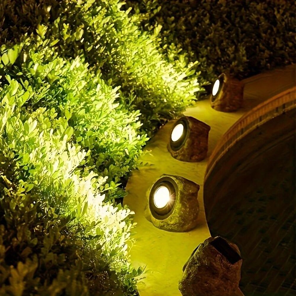 LED-Solar-Außenleuchten, tragbar, wasserdicht, LED, warmweiß/weiß, Landschaftssimulation, Felslicht für Gehweg, Hof, Rasenbeleuchtung, 1 Stück Lightinthebox