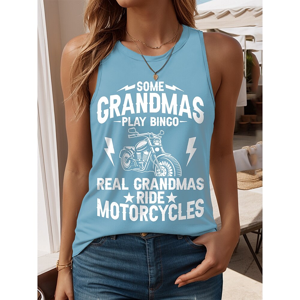 Damen Camisole-Tanktop Grafik Buchstabe Stilvoll Lässig Ärmellos Rundhalsausschnitt Normale Oberteile Täglich Druck Schwarz Rosa Blau Grün Sommer Lightinthebox