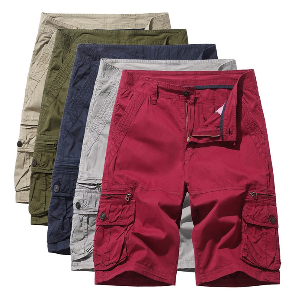 Herren Cargo-Shorts Shorts mit Camouflage-Muster Shorts Sommershorts Mehrere Taschen Klappentasche Tarnung Komfort tragbar Knielang Outdoor Sport Täglich Mode Lässig Schwarz Rote Lightinthebox