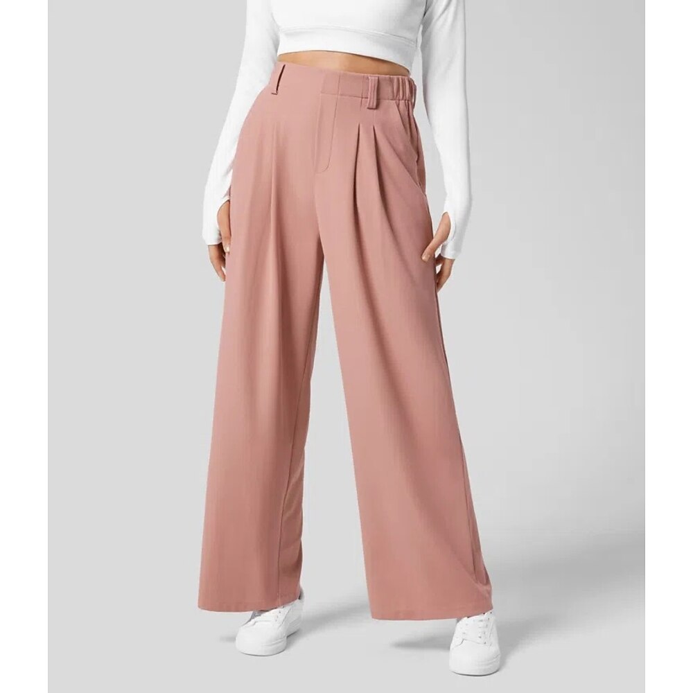 Damen EU- / US-Größe Hosen Hose Lässig / Sportlich Volle Länge Natürliche Taille Bequem Mikroelastisch Wein Amethyst Dunkelblau Mandelfarben Frühling, Herbst, Winter, Sommer Lightinthebox