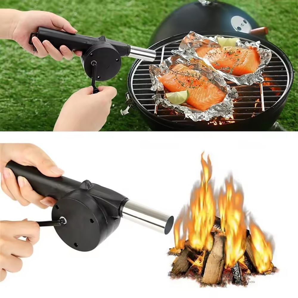 Outdoor-Grillventilator, handgekurbeltes Luftgebläse, tragbarer Grill, Feuerbalg, Werkzeuge, Picknick-Camping-Zubehör Lightinthebox