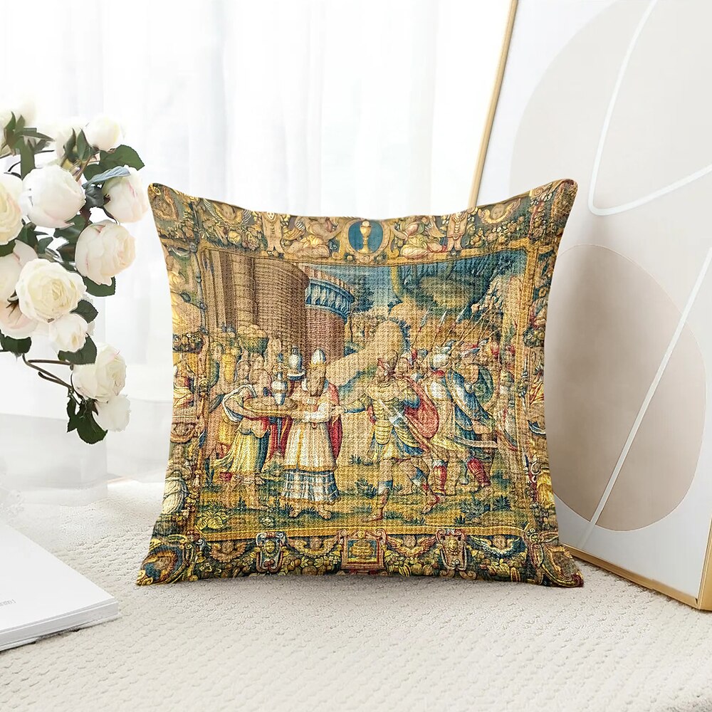 Vintage Mittelalter dekorative Wurfkissenbezug 1PC weicher quadratischer Sofakissenbezug Kopfkissenbezug für Schlafzimmer Wohnzimmer Sofa Stuhl Lightinthebox