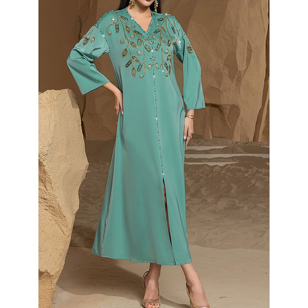 Kleid Brautmutterkleid Elegant Party Bateau-Ausschnitt Bodenlang Polyester Langarm mit Perlenstickerei 2025 Lightinthebox