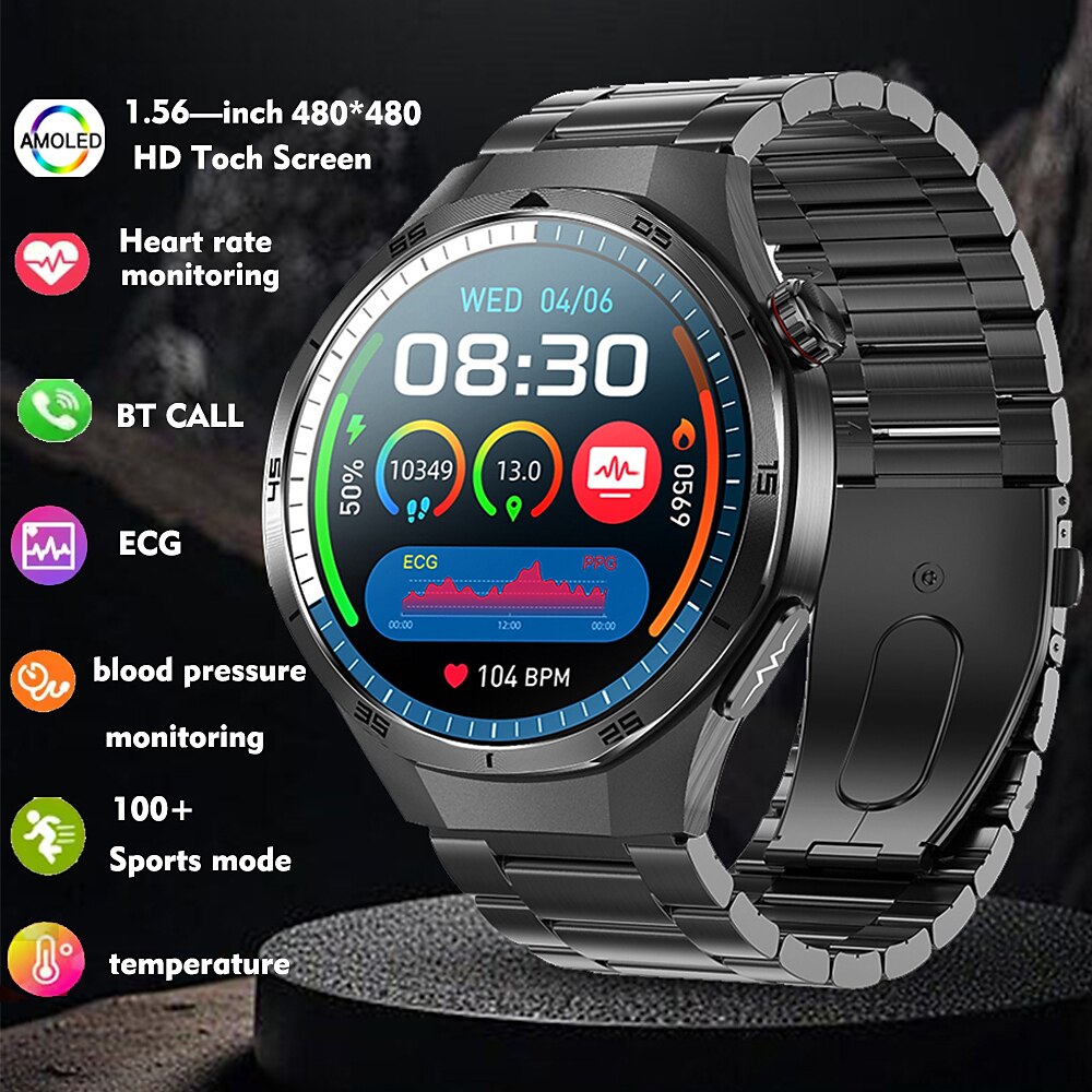 iMosi ET456 Smartwatch 1.56 Zoll Smartwatch Fitnessuhr Bluetooth EKG PPG Temperaturüberwachung Schrittzähler Kompatibel mit Android iOS Damen Herren Freisprechanrufe Wasserdicht Mediensteuerung IP68 Lightinthebox