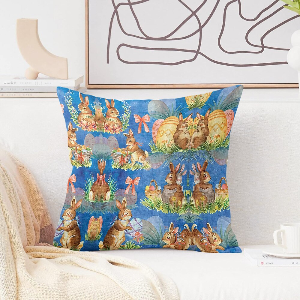 Oster Hase Eier Dekorative Kissenbezug 1PC Weicher quadratischer Sofakissenbezug für Schlafzimmer Wohnzimmer Sofa Stuhl Lightinthebox