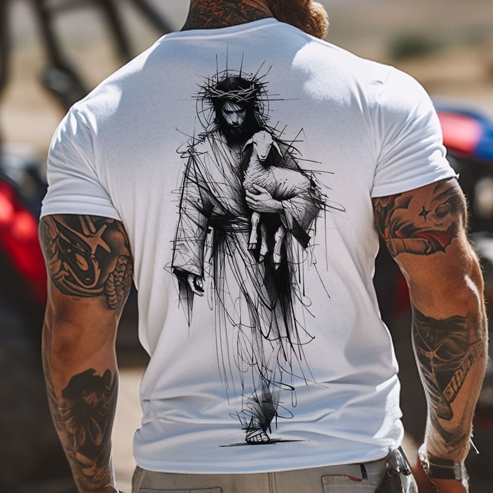 Ostern Herren Jesus Christlich T Shirt Kurzarm T-Shirt 3D-Druck Rundhalsausschnitt Hemd Designer Lässig Party Ferien Weiß Sommer Frühling Bekleidung S M L XL XXL XXXL Lightinthebox