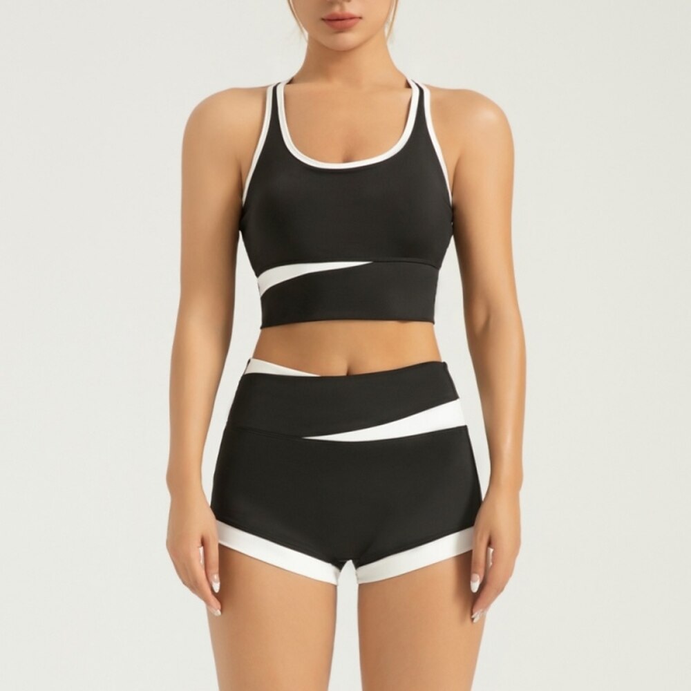 Damen Trainingsanzug Laufender Panzer mit Shorts 2 teilig Lässig Ärmellos Hohe Taille Atmungsaktiv Weich Fitness Fitnesstraining Laufen Sportbekleidung Sportkleidung Einfarbig Schwarz Khaki Grau Lightinthebox