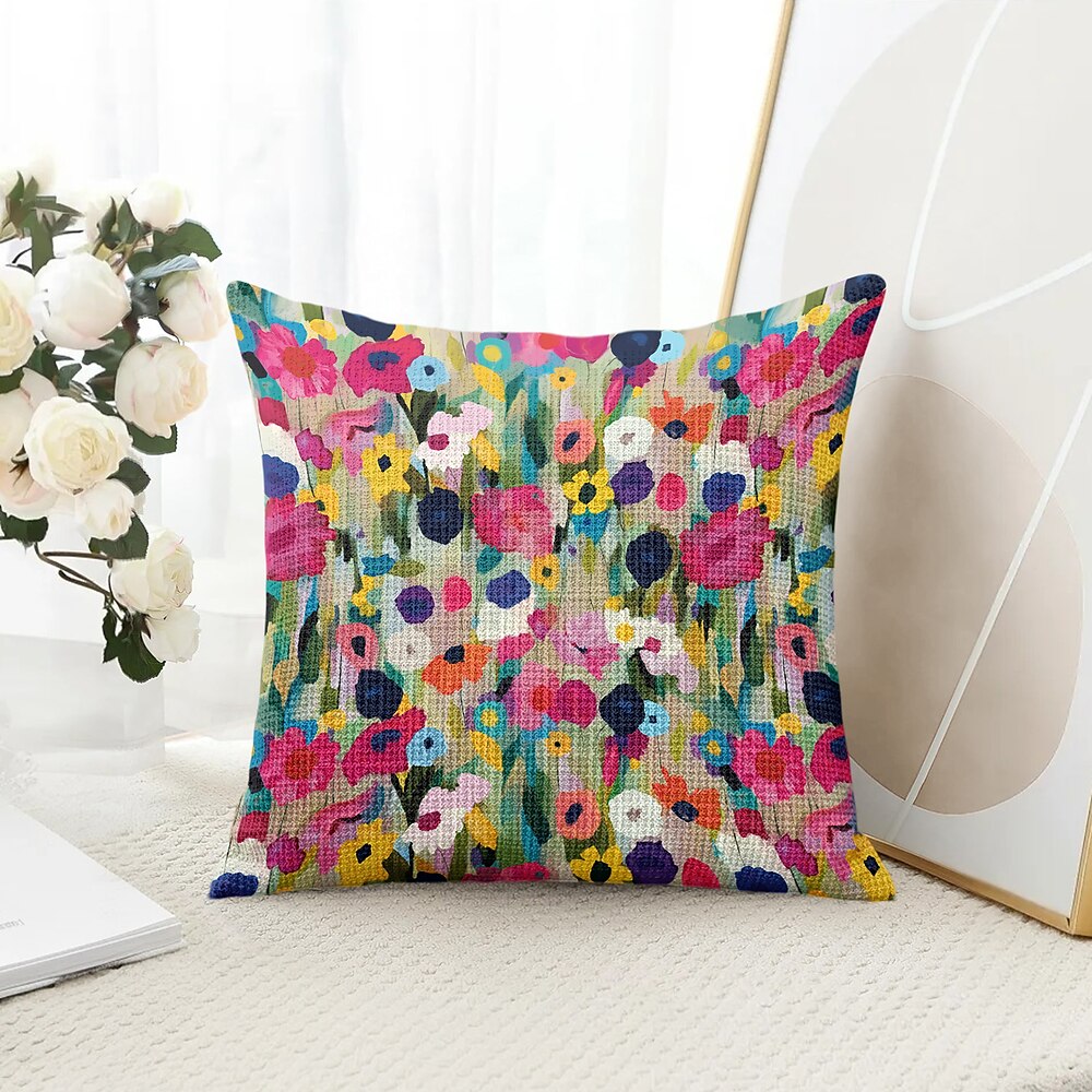 Gemalte Blumen Dekorative Kissenbezüge 1 Stück Weicher quadratischer Sofakissenbezug Kissenbezug für Schlafzimmer Wohnzimmer Sofa Stuhl Lightinthebox