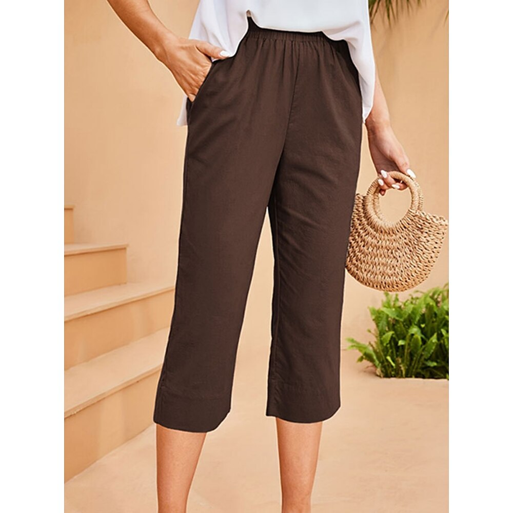 Damen Caprihose Streetwear Lässig Capris Hohe Taille Einfach Tasche Elastisches Kordelzugdesign Hoher Schnitt Atmungsaktivität Weich Mikroelastisch Lässig Alltagskleidung Schwarz Dunkelmarine Grün Lightinthebox
