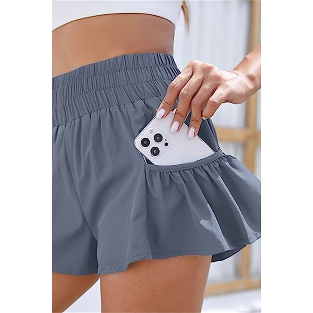 Damen Shorts Stoffhosen Lässig Lässig / Sportlich Kurz Natürliche Taille Einfach Elastischer Bund Bequem Atmungsaktiv Außenbereich Lässig Ausgehen Magenta Hellhimmelblau Grau Schwarz Sommer Normale Lightinthebox