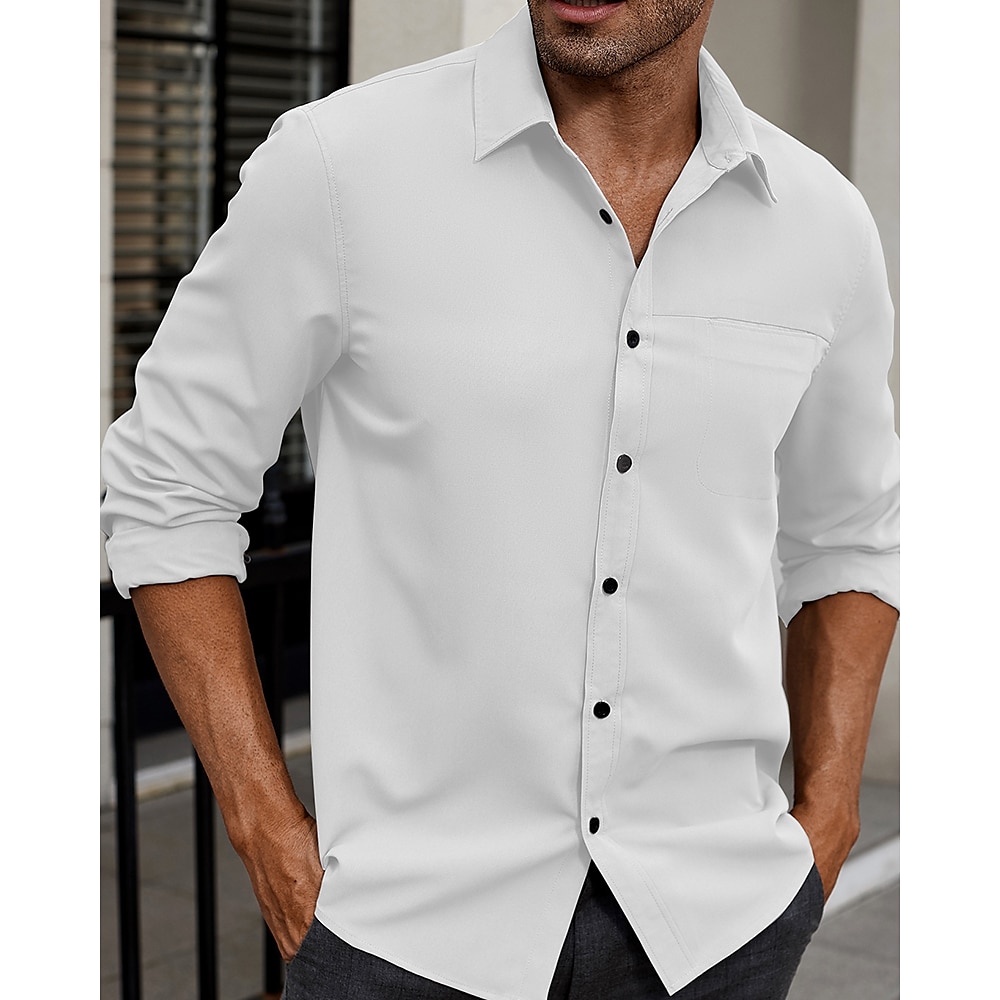 Herren Hemd Sommerhemd Freizeithemd Strandhemd Knopfhemd Weiß Burgunderrot Armeegrün Langarm Einfach Revers Urlaub Hawaiianisch Button-Down Bekleidung Polyester Mode Lässig Bequem Lightinthebox