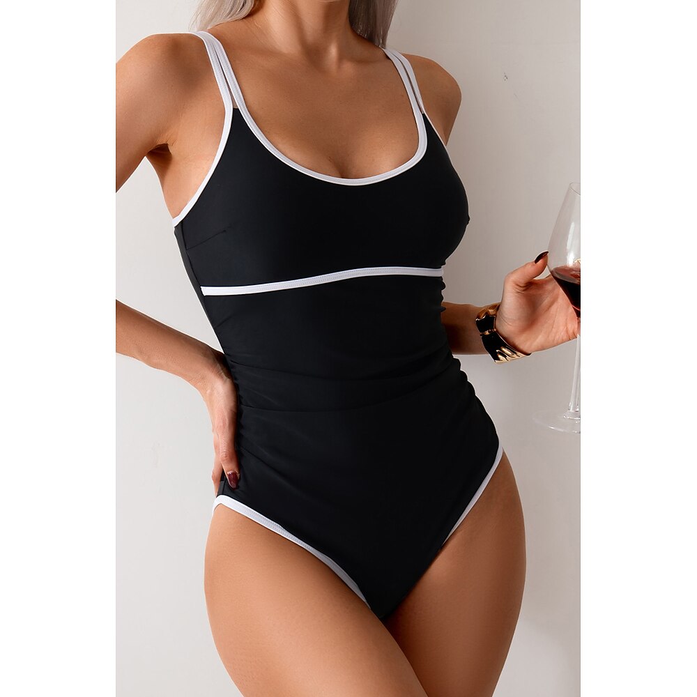 Damen Badeanzug Bikini Zweiteilig Bademode Rückenfrei Patchwork Tropisch Strandbekleidung Farbblock U-Ausschnitt Ärmellos Badeanzüge Lightinthebox