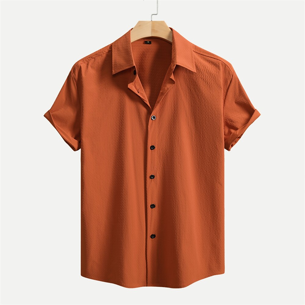 Herren Hemd Sommerhemd Freizeithemd Knopfhemd Orange Grün Beige Kurzarm Einfach Revers Urlaub Täglich Bekleidung Mode Lässig Bequem Lightinthebox