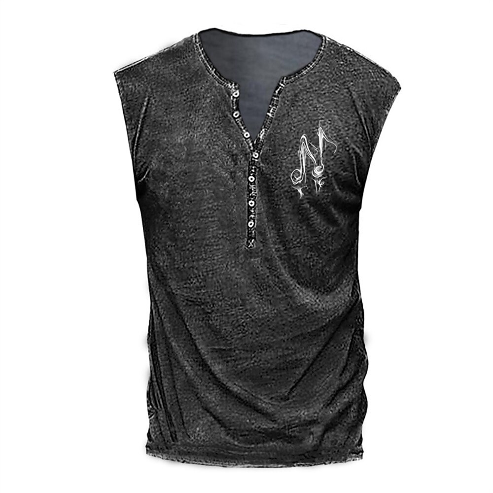 Herren Tank Top Weste Unterhemd Ärmelloses Shirt Ärmellos V Ausschnitt Sommer Druck Mode Designer Urlaub Straße Ausgehen Schwarz Weiß Rotblond Top T-Shirt für Herren Lightinthebox