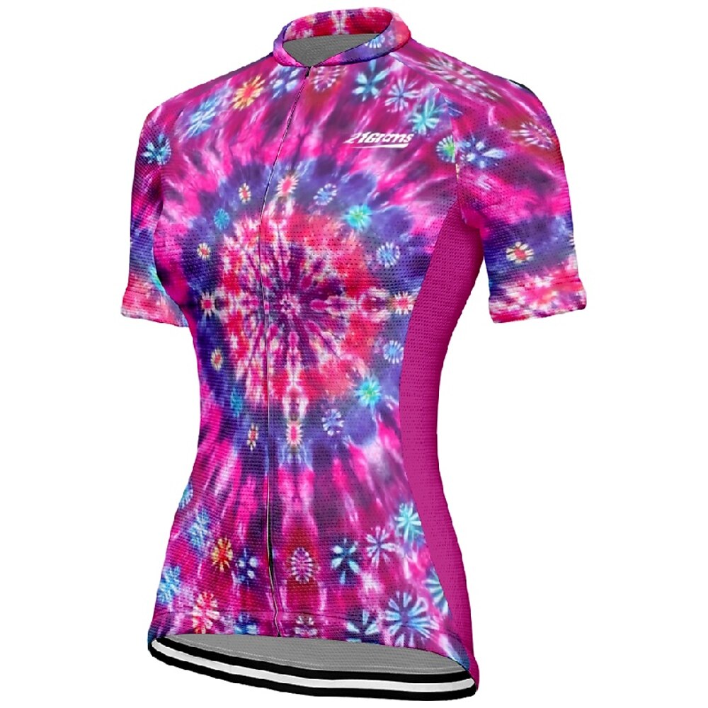 Damen Radtrikot Kurzarm Fahhrad T-Shirt Trikot mit 3 Gesäßtaschen Mountainbike MTB Atmungsaktiv Schnelltrocknend Anatomisches Design Feuchtigkeitsableitend Königsblau Blau Purpur Grafik Sport Lightinthebox