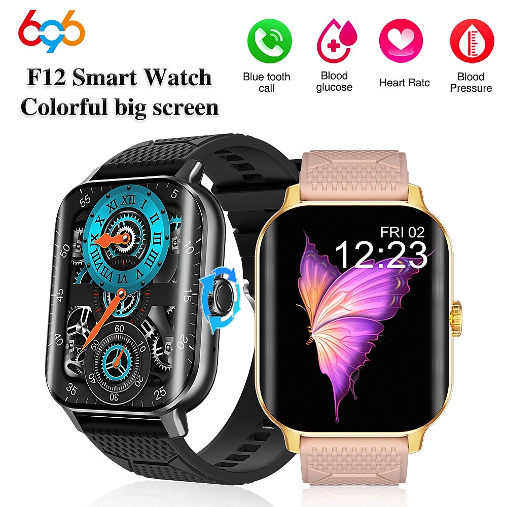 696 F12 Smartwatch 2.02 Zoll Smartwatch Fitnessuhr Bluetooth EKG PPG Schrittzähler Anruferinnerung Kompatibel mit Android iOS Damen Herren Freisprechanrufe Nachrichtenerinnerung IP 67 38mm Lightinthebox